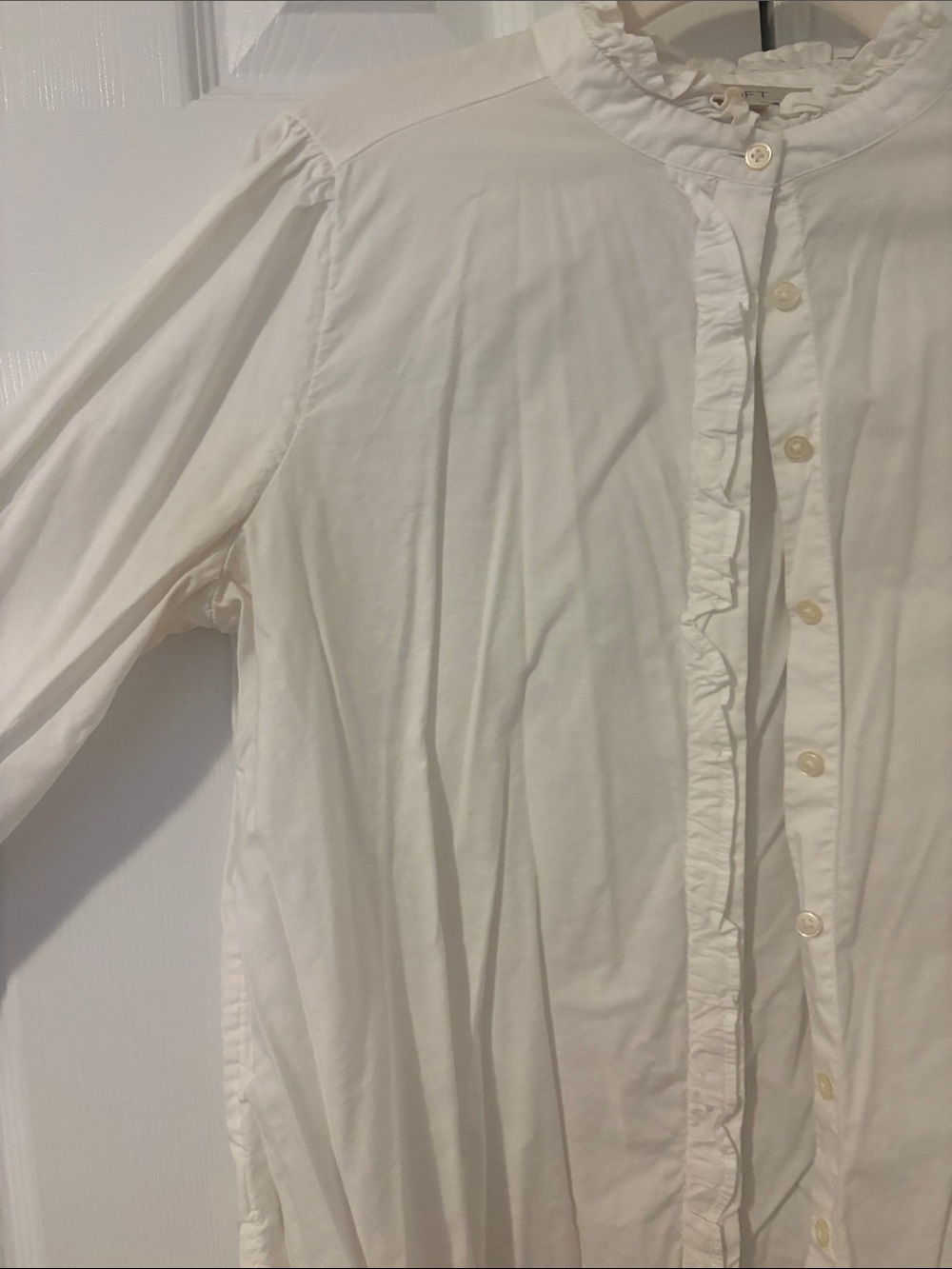 LOFT White Ruffle-Trim Button Front Blouse - Picture 2 of 2
